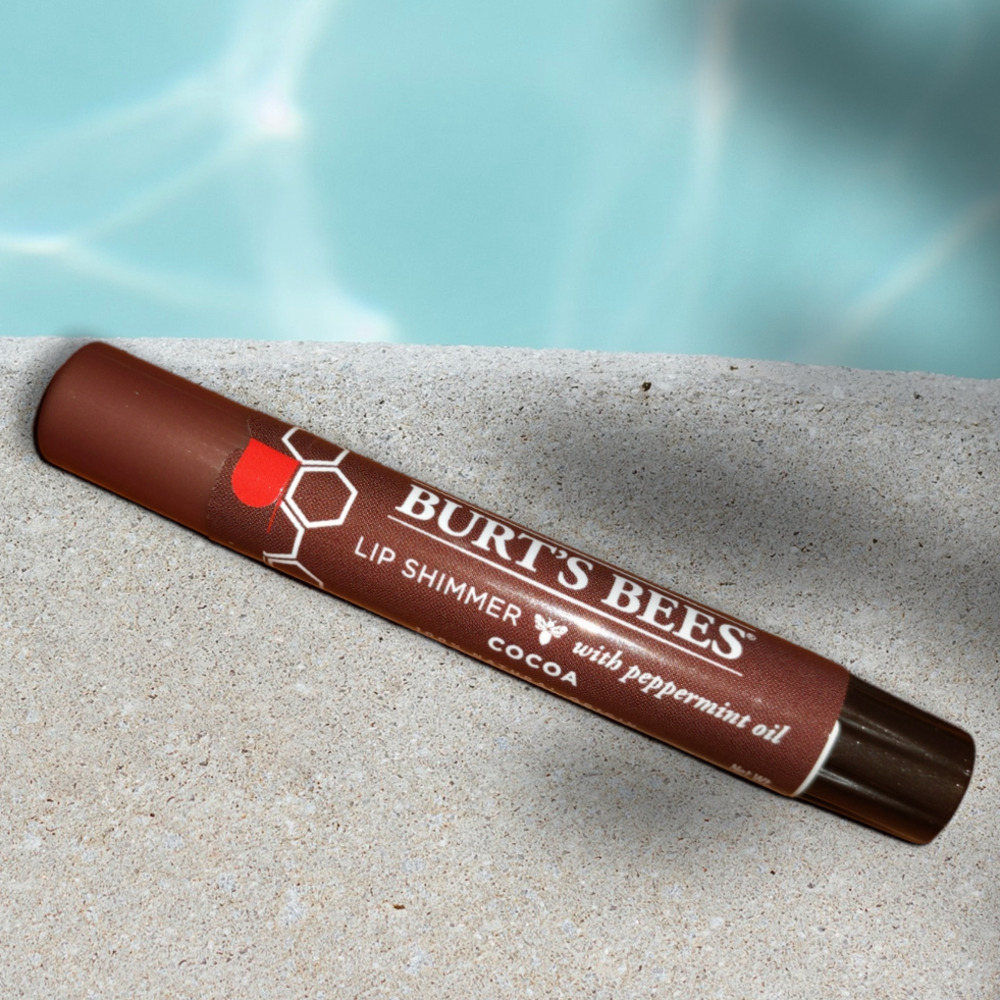 Burt’s Bees COCOA Lip Shimmer Natural Rich Brown Lip Gloss Balm Peppermint Oil
